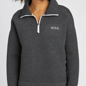 Soul by SoulCylce Spacer Snap 1/4 Zip Sweatshirt Pullover Gray Size Medium
